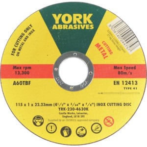 Tarcza tnąca 115x1x22,23mm Inox York Abrasives YRK2304630K