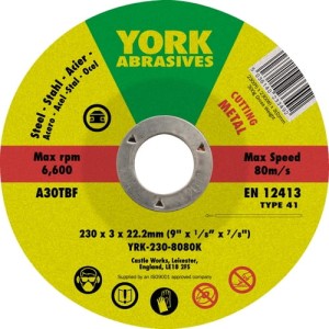 Tarcza tnąca płaska 9x1/8x7/8" A30TBF York Abrasives YRK2308080K PRO19-20