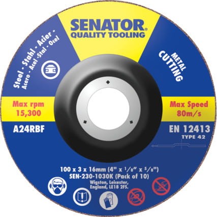 Tarcze szlifierskie 100x3x16mm wygięte 10szt. Senator SEN2301030K