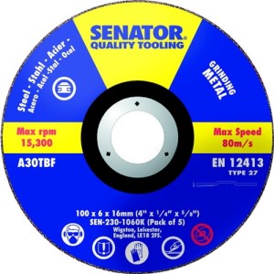 Tarcze szlifierskie 100x6x16mm wygięte 5szt. Senator SEN2301060K