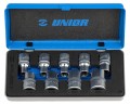 Zestaw kluczy nasadowych Torx z wewnętrznym profilem TX 1/4" w metalowej kasecie E 10-E 24/9 Unior (607314) 191MB1