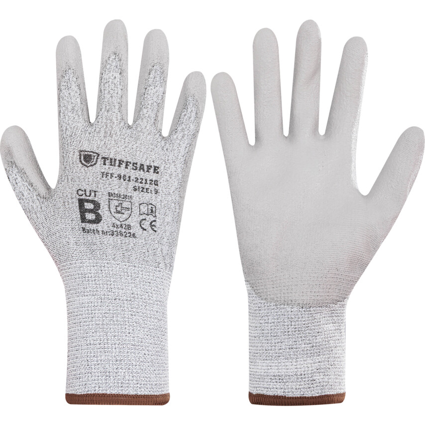 Rękawice CUT B 13G PU PALM COATED GLOVESIZE 6 Tuffsafe TFF9612212A TFF-961-2212A