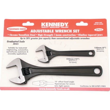 Zestaw kluczy nastawnych 150mm 250mm czernionych 6" 10" z podziałką Kennedy KEN5010620K