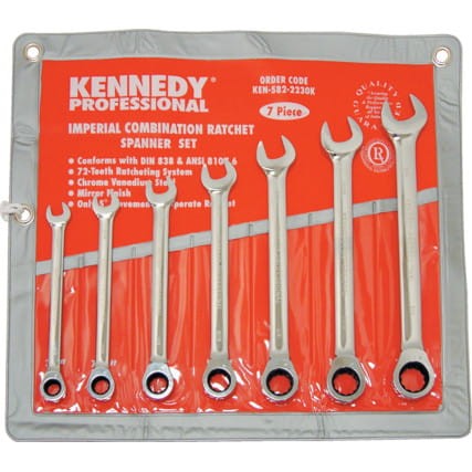 Zestaw kluczy płasko-oczkowych z zapadką 3/8"-3/4" AF 7szt. Kennedy KEN5822230K