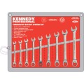 Komplet kluczy płasko-oczkowych z zapadką 10-19mm 9szt. w etui Kennedy KEN5823990K KEN-582-3990K