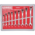 Klucze płasko-oczkowe z grzechotką 10-19mm 9szt. Kennedy KEN5826796K