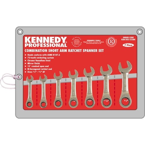 Klucze płasko-oczkowe krótkie 3/8"-3/4" AF 7szt. Kennedy KEN5822228K
