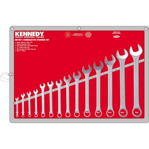 Zestaw kluczy 6-32mm płasko-oczkowych 14szt. satynowane polerowana główka Kennedy KEN5822900K