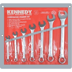 Zestaw kluczy 1/8-1/2" Whitworth płasko-oczkowych calowych 7szt. satynowane polerowana główka Kennedy KEN5822950K KEN-582-2950K PRO24-1