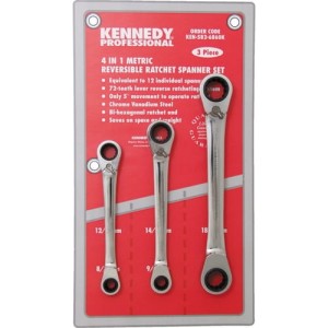 Zestaw kluczy oczkowych 4w1 z grzechotką 8-19mm w etui Kennedy KEN5826860K PRO20