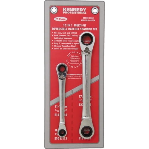Zestaw kluczy oczkowych 12w1 8-19mm 5/16"-3/4" E-Torx E10-E24 Kennedy KEN5826870K SPC-19