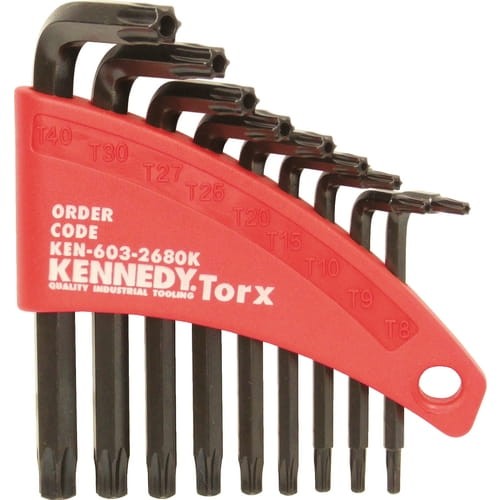 Zestaw kluczy Torx z otworem T8-T40 9szt. trzpieniowych do śrub zabezpieczających Kennedy KEN6032680K KEN-603-2680K