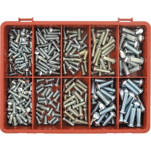 Zestaw śrub metrycznych BZP z gniazdem 6-kątnym z zaokrąglonym łbem Kennedy KEN6155020K