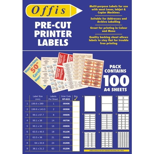MULTI-PURPOSE LABEL (24 PER SHEET) PK-100 Offis OFI8220100K
