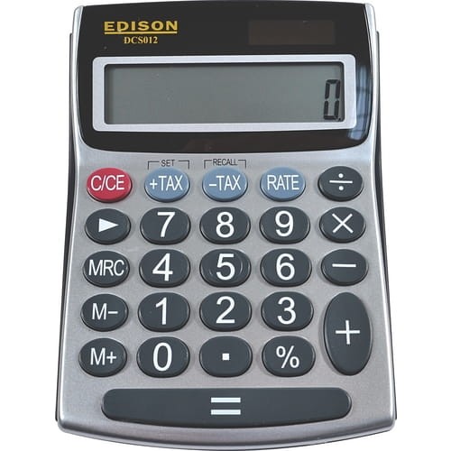 Niewielki kalkulator biurkowy z 12-cyfrowym wyświetlaczem LCD Edison EDI8250070K