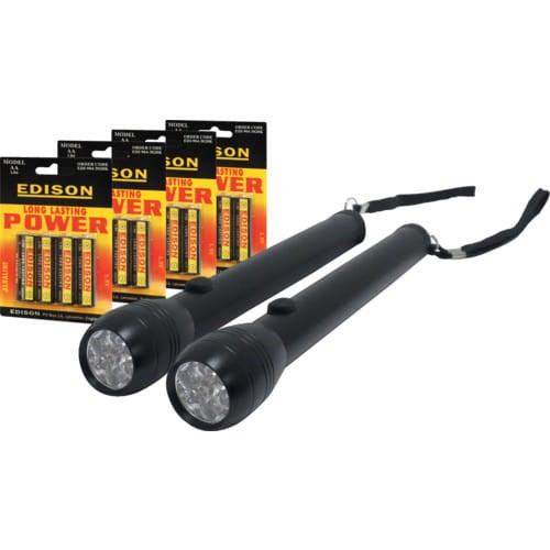 Zestaw latarki LED w czarnej obudowie z bateriami Edison EDI9042923K