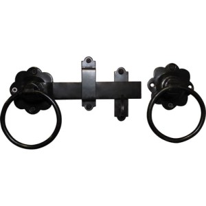 150mm PLAIN RING HANDLE GATE LATCH SET BLACK Matlock MTL9497106K