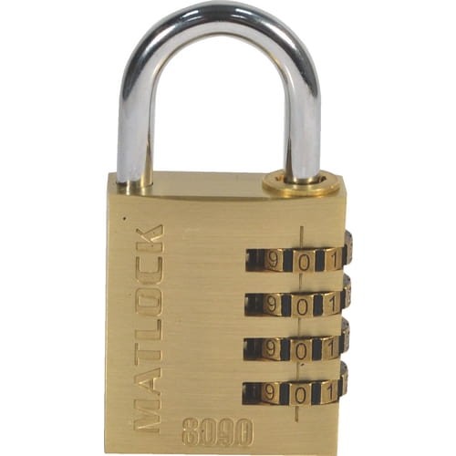 Kłódka 40x26mm mosiężna szyfrowana 4szt. Matlock MTL9508090K