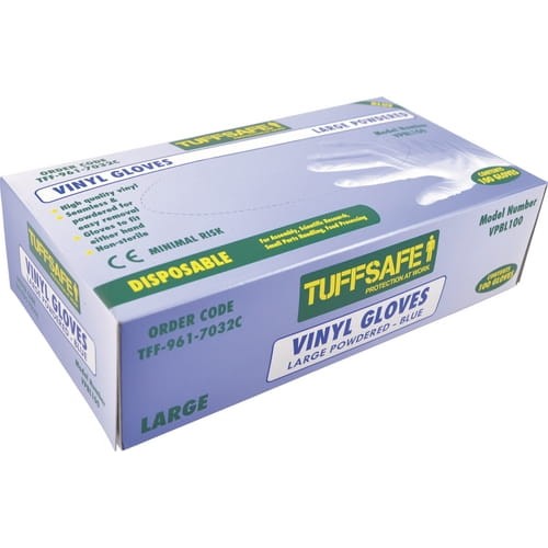 Rękawice jednorazowe winylowe niebieskie rozm. S opak. 100szt. Tuffsafe TFF9617030A