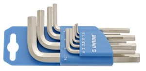 Zestawy kluczy trzpieniowych na plastikowym wieszaku 1,5-10/9 Unior (607852) 220/3PH PROMO MTM
