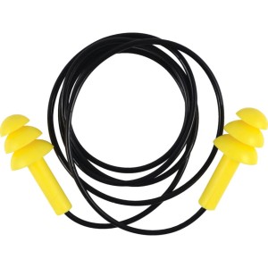 REUSEABLE EARPLUG 27dB YELLOW PLUG BLACK CORD (50 PAIRS) Tuffsafe TFF9581700K