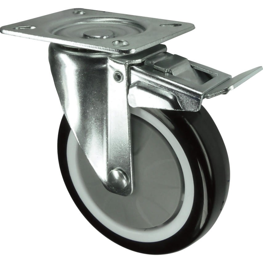 Kółko z hamulcem obrotowe z blaszką mocującą 125mm PU poliuretanowe Atlas Workholders ATL9450596K