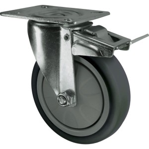 Kółko z hamulcem obrotowe z blaszką mocującą 125mm gumowe Atlas Workholders ATL9450496K