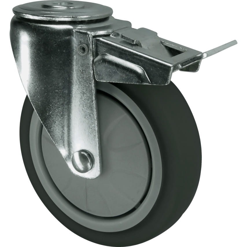 Kółko z hamulcem obrotowe z otworem 125mm gumowe Atlas Workholders ATL9450676K