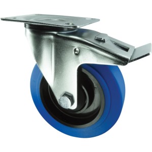 Kółko z hamulcem obrotowe z blaszką mocującą 100mm BLUE gumowe Atlas Workholders ATL9451568K