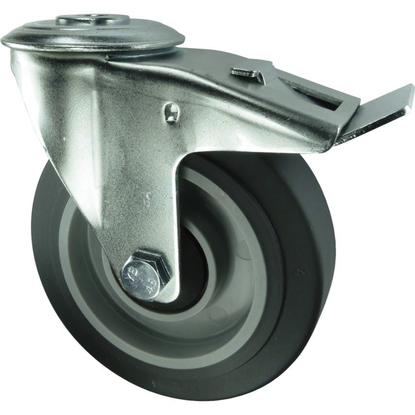 Kółko z hamulcem obrotowe z otworem 100mm GREY gumowe Atlas Workholders ATL9451898K
