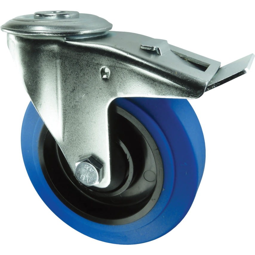Kółko z hamulcem obrotowe z otworem 100mm BLUE gumowe Atlas Workholders ATL9451948K