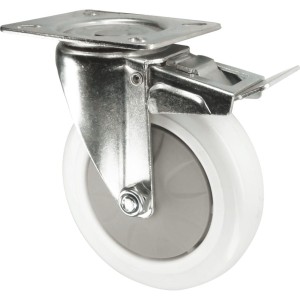 Kółko z hamulcem obrotowe z blaszką mocującą 125mm nylonowe Atlas Workholders ATL9450456K
