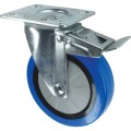 Kółko z hamulcem obrotowe z blaszką mocującą 100mm BLUE gumowe Atlas Workholders ATL9450544K