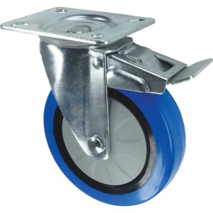 Kółko z hamulcem obrotowe z blaszką mocującą 100mm BLUE gumowe Atlas Workholders ATL9450544K