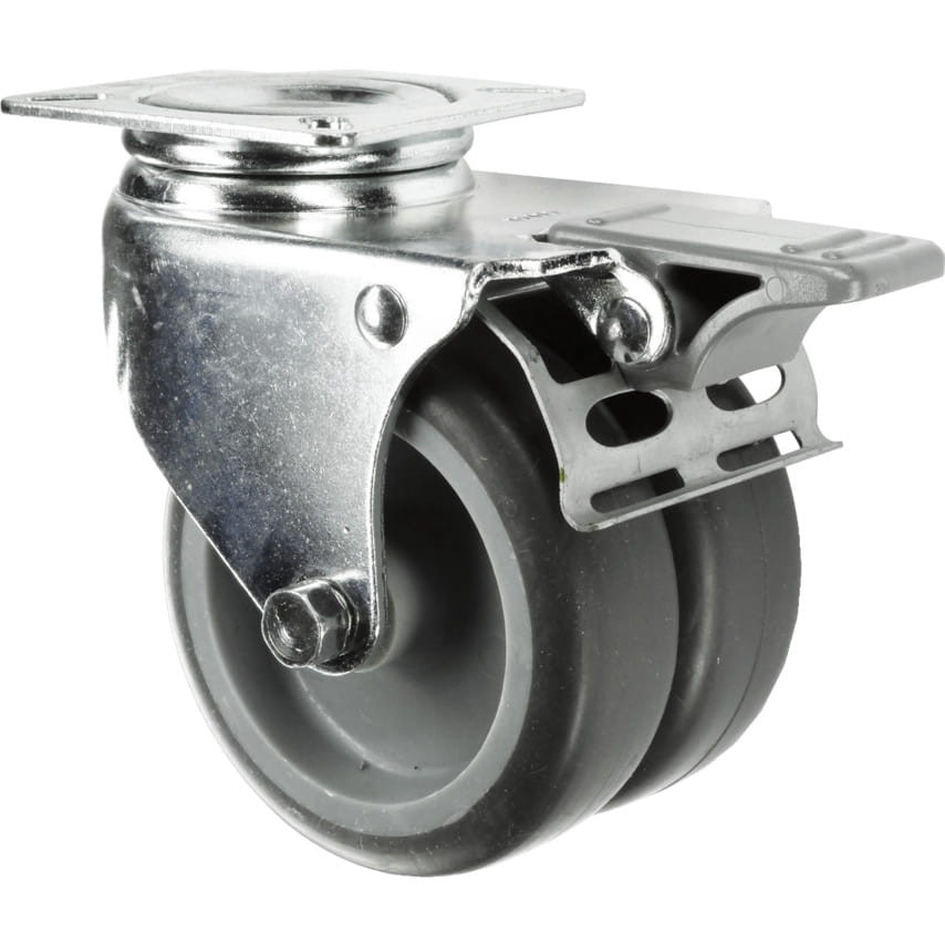 Kółko z hamulcem obrotowe z blaszką mocującą 75mm TWIN RUBBER Atlas Workholders ATL9450372K
