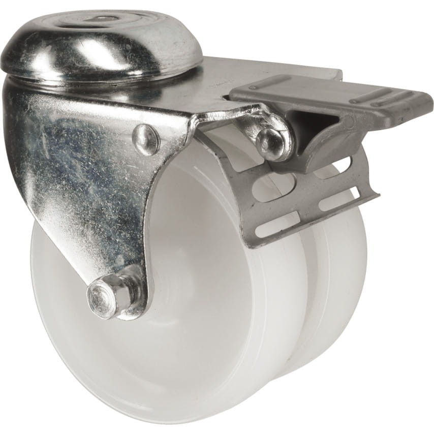 Kółko z hamulcem obrotowe z otworem 75mm TWIN PP polipropylenowe Atlas Workholders ATL9450402K