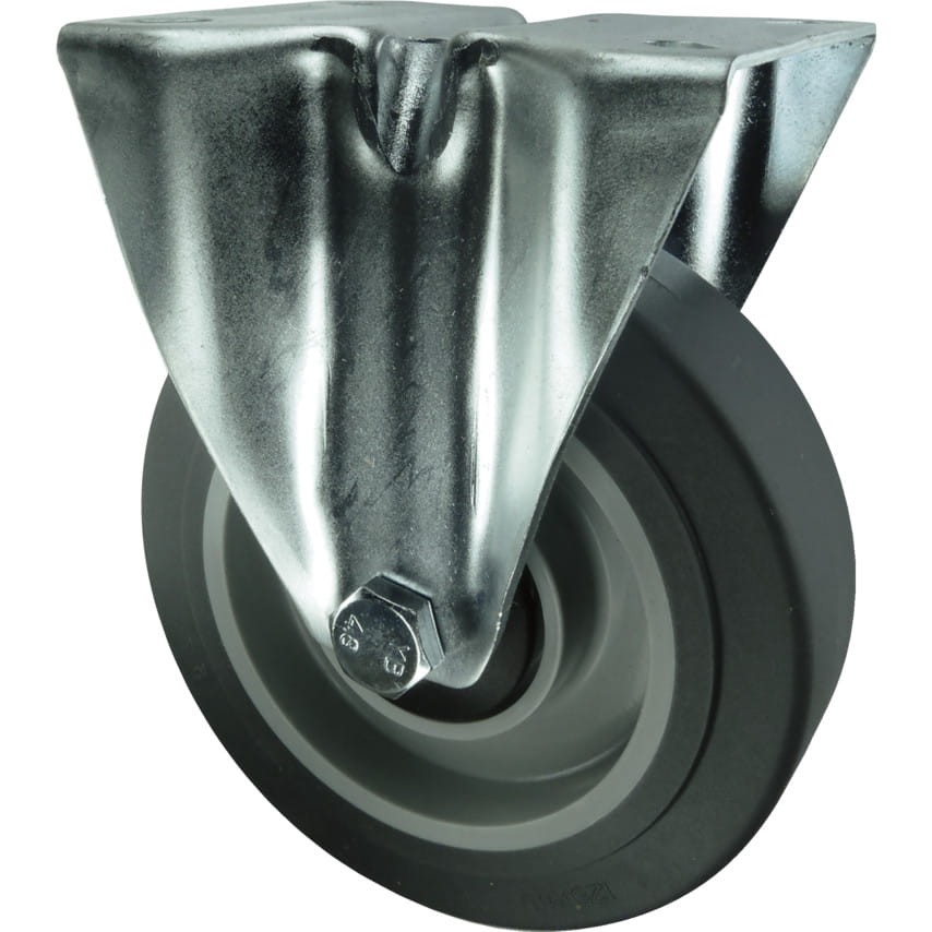 Kółko stałe z blaszką mocującą 80mm GREY gumowe Atlas Workholders ATL9451506K
