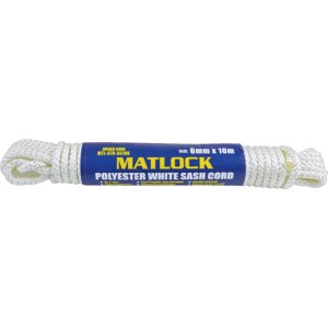 No.4 6mm 8PLT POLYESTER WHITE SASH CORD 10M REEL Matlock MTL9785610K