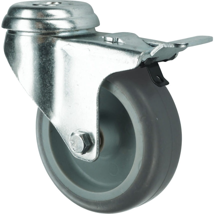 Kółko z hamulcem obrotowe z otworem 100mm gumowe Atlas Workholders ATL9450304K