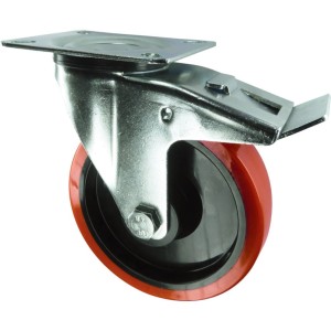Kółko z hamulcem obrotowe z blaszką mocującą 125mm PU poliuretanowe Atlas Workholders ATL9451650K