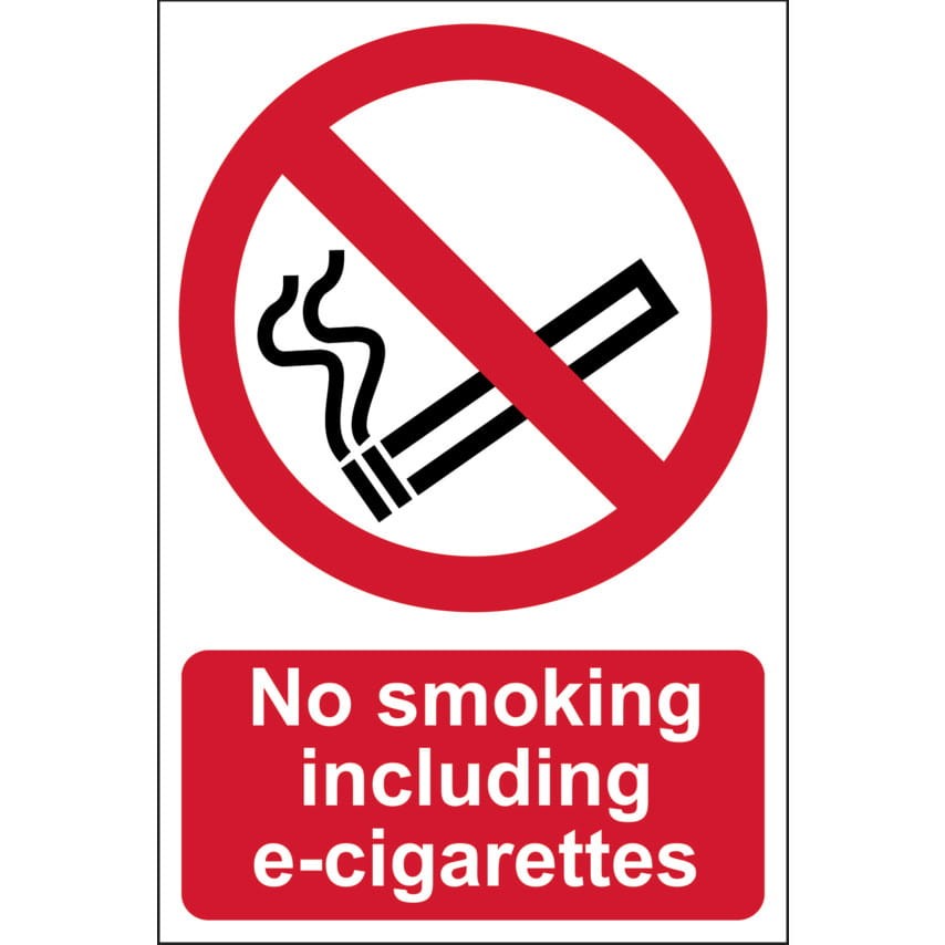 Tabliczka ostrzegawcza NO SMOKING INCLUDING E-CIGARETTES200x300mm RIGID Sitesafe SSF9649071K