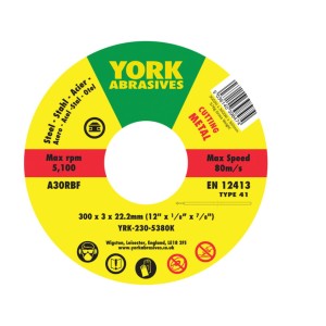Tarcza do cięcia 300x3x22.23 A30RBF T41 York Abrasives YRK2305380K