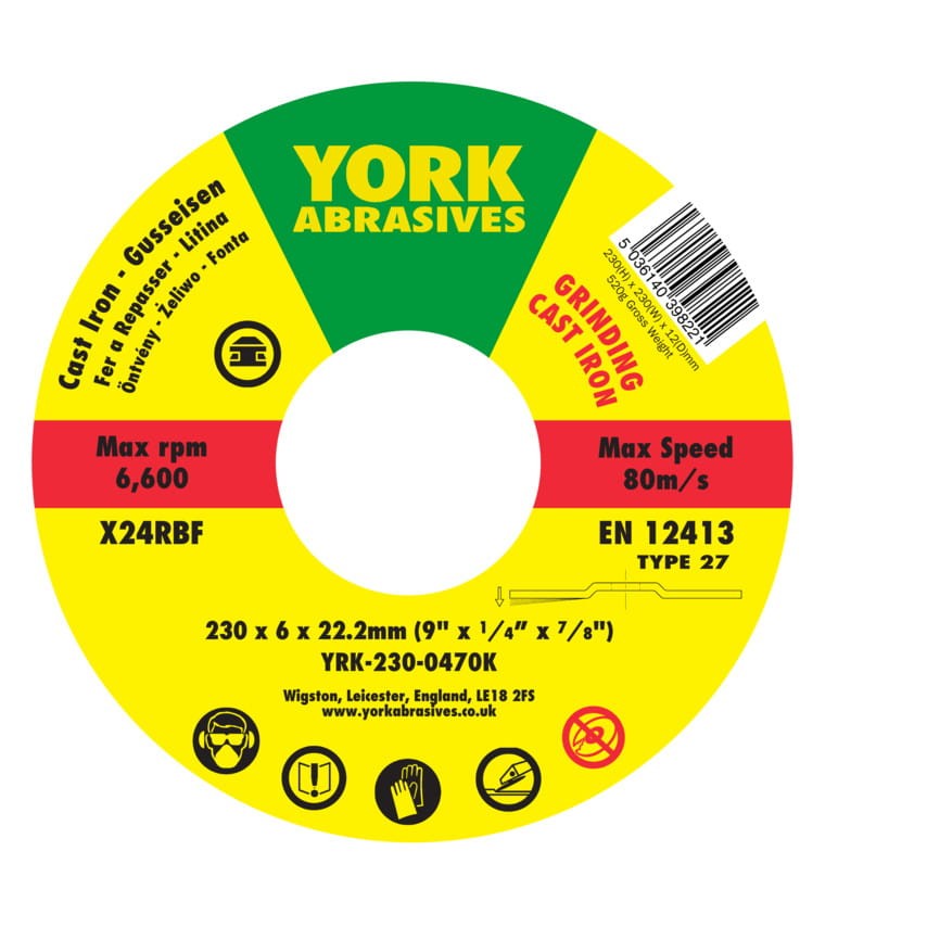 Tarcza do szlifowania 230x6x22.23 X24RBF DPC T27 York Abrasives YRK2300470K