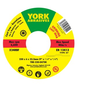 Tarcza do szlifowania 230x6x22.23 X24RBF DPC T27 York Abrasives YRK2300470K