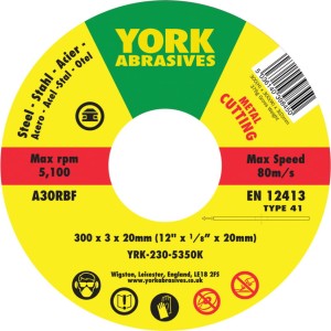 Tarcza do cięcia 300x3x20mm A30RBF T41 York Abrasives YRK2305350K