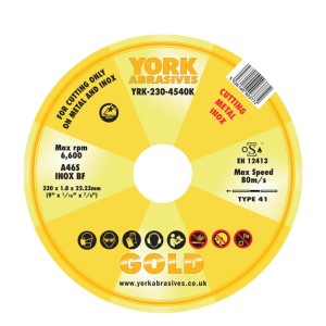 Tarcza do cięcia 230x1.8x22.23mm A46S INOX BF York Abrasives YRK2304540K