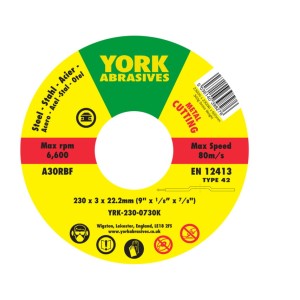 Tarcza do cięcia 230x3x22.23 A3ORBF T42 York Abrasives YRK2300730K
