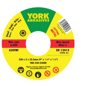 Tarcza do cięcia 230x3x22.23 A30TBF T41 York Abrasives YRK2305300K