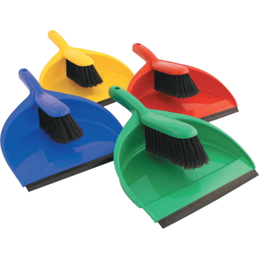 PLASTIC DUSTPAN &amp; STIFF BRUSH SET GREEN Cotswold COT9075870K