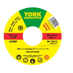 Tarcza do szlifowania 180x5x22.23 A30RBF DPC T27 York Abrasives YRK2300400K